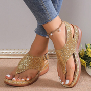 Glitter Sandalen | Silbergraue Sandalen mit Nieten und Riemen