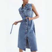 Denim Kleid | Blaues Denim Slim Fit Kleid für jede Gelegenheit