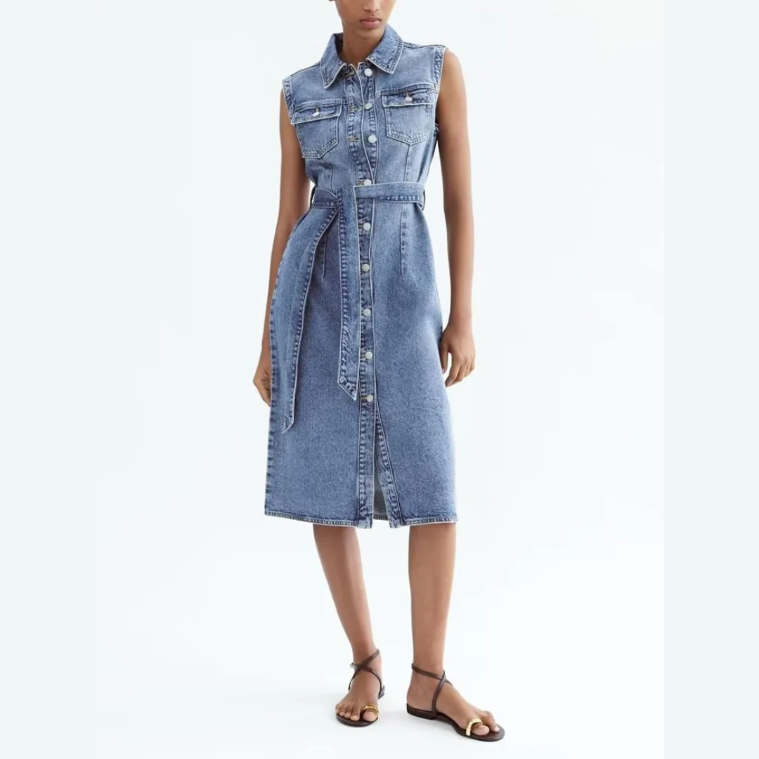 Denim Kleid | Blaues Denim Slim Fit Kleid für jede Gelegenheit