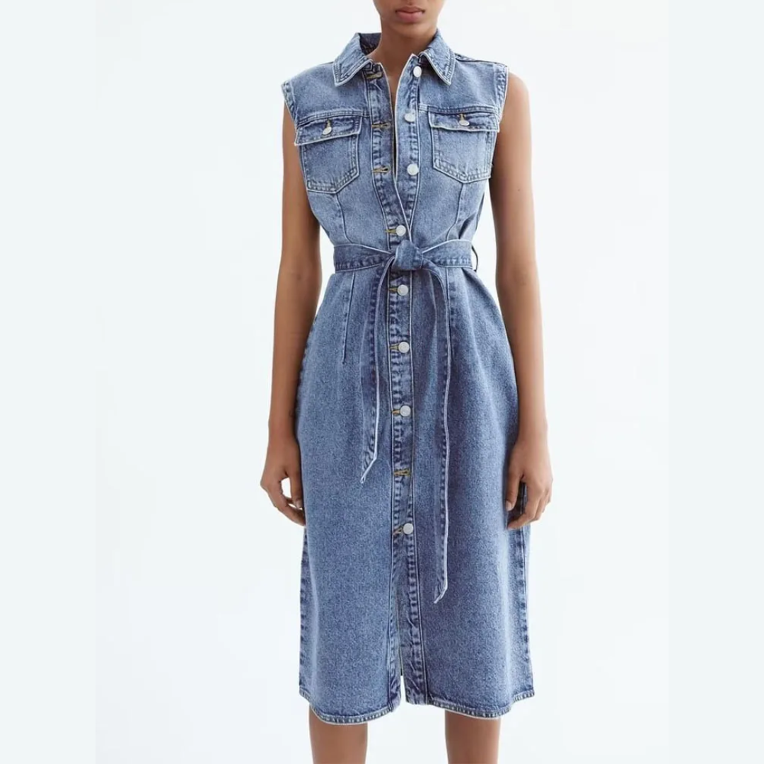 Denim Kleid | Blaues Denim Slim Fit Kleid für jede Gelegenheit