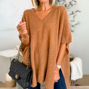 Adeline Poncho | Lockerer V-Ausschnitt Poncho