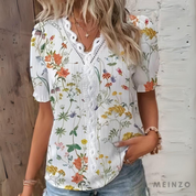 Heidi Bluse | Trendige Bluse mit floralem Print und kurzen Ärmeln