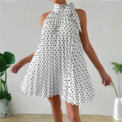 Annalena Mini kleid | Elegantes locker geschnittenes Kleid mit Polka Dot Muster und Schnürung