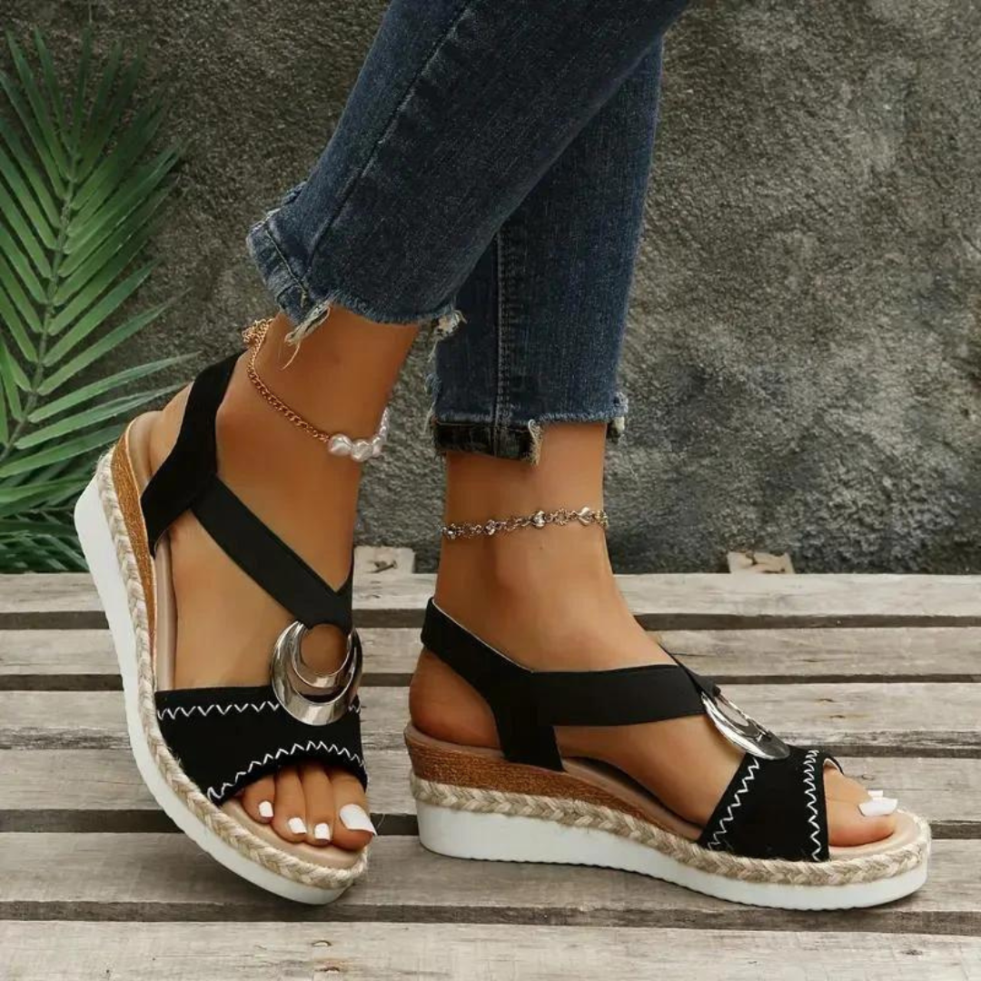 Clara Keilabsatz Sandalen | Bequeme Sommersandalen mit elastischem Band