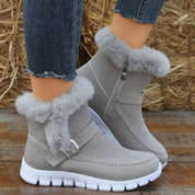 Sophia Stiefel | Damen Schneestiefel mit Fell und Schnalle