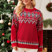 Ella Weihnachtspullover | Roter Crewneck-Sweater für Weihnachten