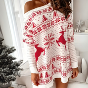 Lea Winterkleid | Weihnachts-Sweaterkleid mit Print in Plus-Size