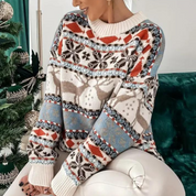 Lena Pullover | Gemütlicher Pullover im Weihnachtsstil mit Rundhalsausschnitt für Wintertage