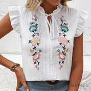 Emma Bluse | Trendige Bluse mit Blumenstickerei für den Sommer