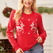 Lia Rentier-Pulli | Roter Weihnachts-Pullover mit Rentierdesign