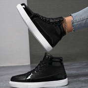 Glimmer Sneakers | Leder High-Top-Glitter-Sneakers mit metallischer Textur