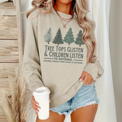 Weihnachtspulli Damen | Sweatshirt mit Weihnachtsbaum und Schriftzug Druck