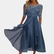 Sophia Kleid | Elegantes Mesh-Kleid mit halben Ärmeln für festliche Anlässe