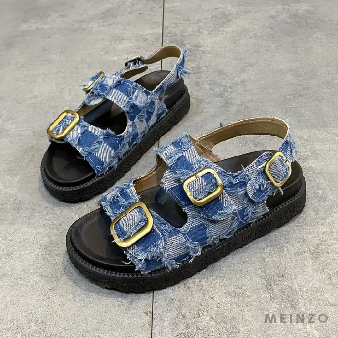 Emma Sandalen | Damen Plateausandalen mit Denimriemen für einen schicken Look