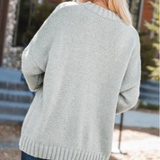 Sophia Stricktop | Grauer Strickpullover mit langen Ärmeln