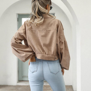 Petra Corduroy Jacke | Trendige kurze Jacke mit Laternenärmeln