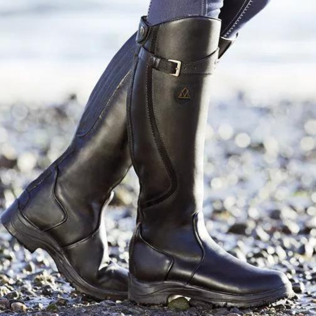 Emma Stiefel | Damen Winterstiefel wasserdicht mit Schnalle kniehoch