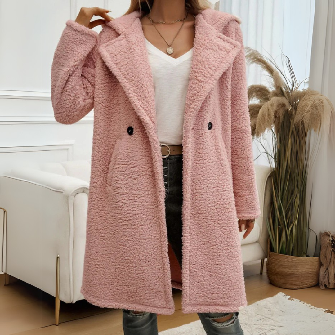 Mila Kuscheljacke | Teddyjacke mit Kapuze und langen Ärmeln