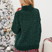 Sophie Rollkragen-Sweater | Grüner Weihnachtspullover mit Diamantmuster