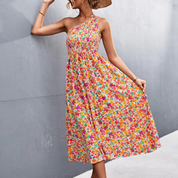 Floral Kleid | Ein-Schulter-Midi-Tulpenkleid für Sommeranlässe