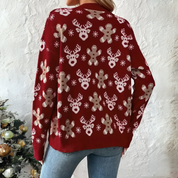 Nina Sweater mit Knöpfen | Weihnachtspullover mit Knopfleiste und Motiv