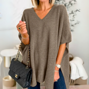 Adeline Poncho | Lockerer V-Ausschnitt Poncho