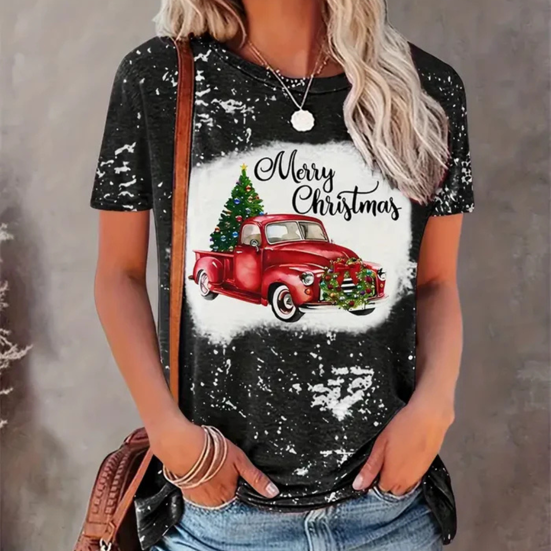 Anna Festliches Weihnachts-Shirt | Klassisches Oberteil mit "Merry Christmas" Aufdruck