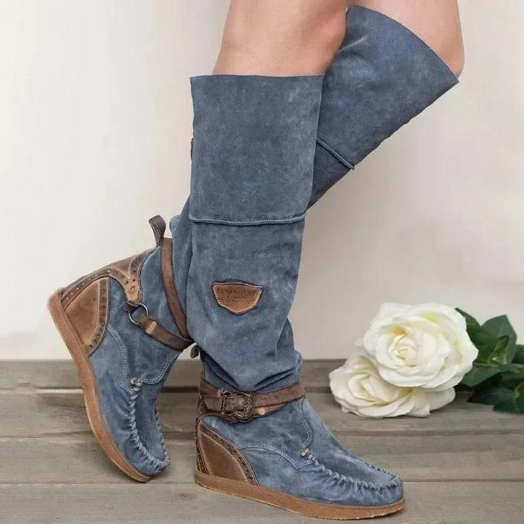 Vintage Stiefel | Hohe Wildleder Stiefeletten im Retro Boho Stil