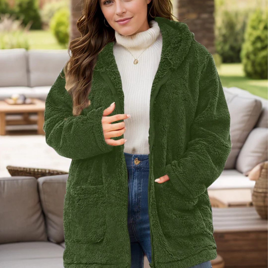 Wellens Fleece Weste | Teddy Winterjacke mit Kapuze für Frauen