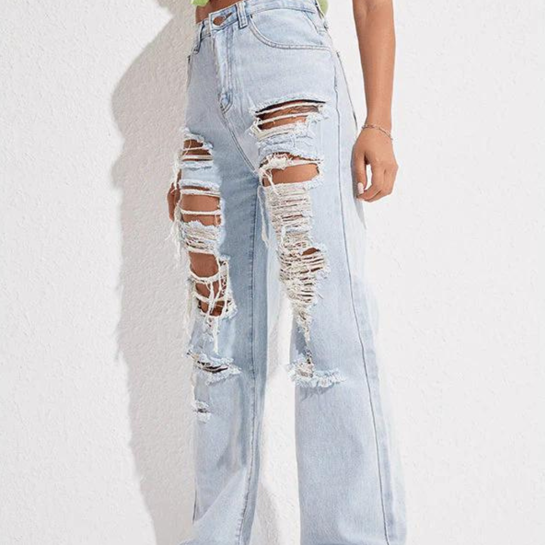 Anna Jeans | Zerrissene High-Waist-Denim-Jeans für den Sommer