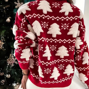 Sophie Pullover | Gemütlicher Damen Strickpullover mit Weihnachtsbaum-Print