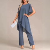 Nadine Zweiteiler Set | Damen Set mit Rundhals und Cut-Out Top