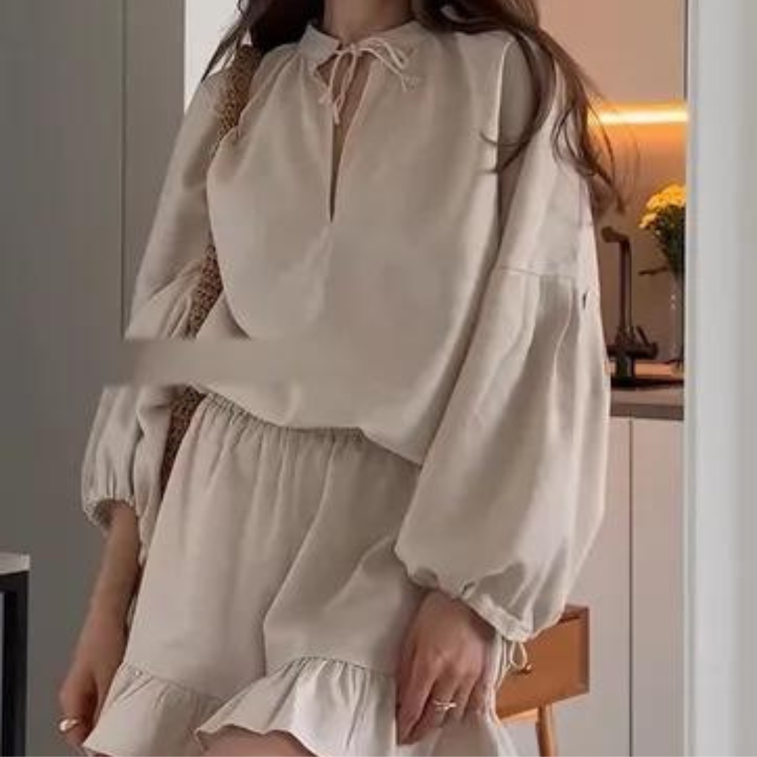 Maren 2-teiliges Set | Lässige Rüschen-Shorts mit lockerem Shirt für entspannten Stil