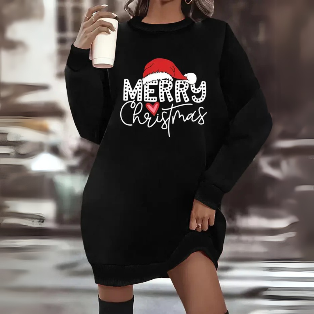 Zoe Merry-Kleid | Weihnachtskleid mit „Merry Christmas“ Print