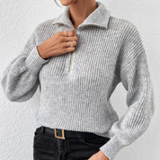 Herbst-Pullover | Lässiger Pullover mit Reißverschluss Damen