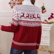 Weihnachtspullover | Weihnachtspulli mit Hirschdruck und Rollkragenpullover