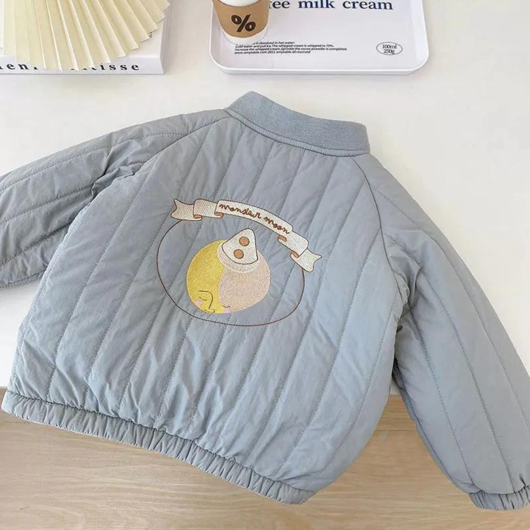 Cozy Kinder Jacken | Gemütliche bestickte Fleece-Baumwolljacke mit Reißverschluss