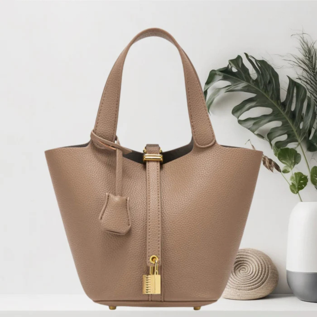 Leyna Handtasche | Elegante Ledertasche mit goldenem Verschlussdetail