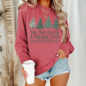 Weihnachtspulli Damen | Sweatshirt mit Weihnachtsbaum und Schriftzug Druck