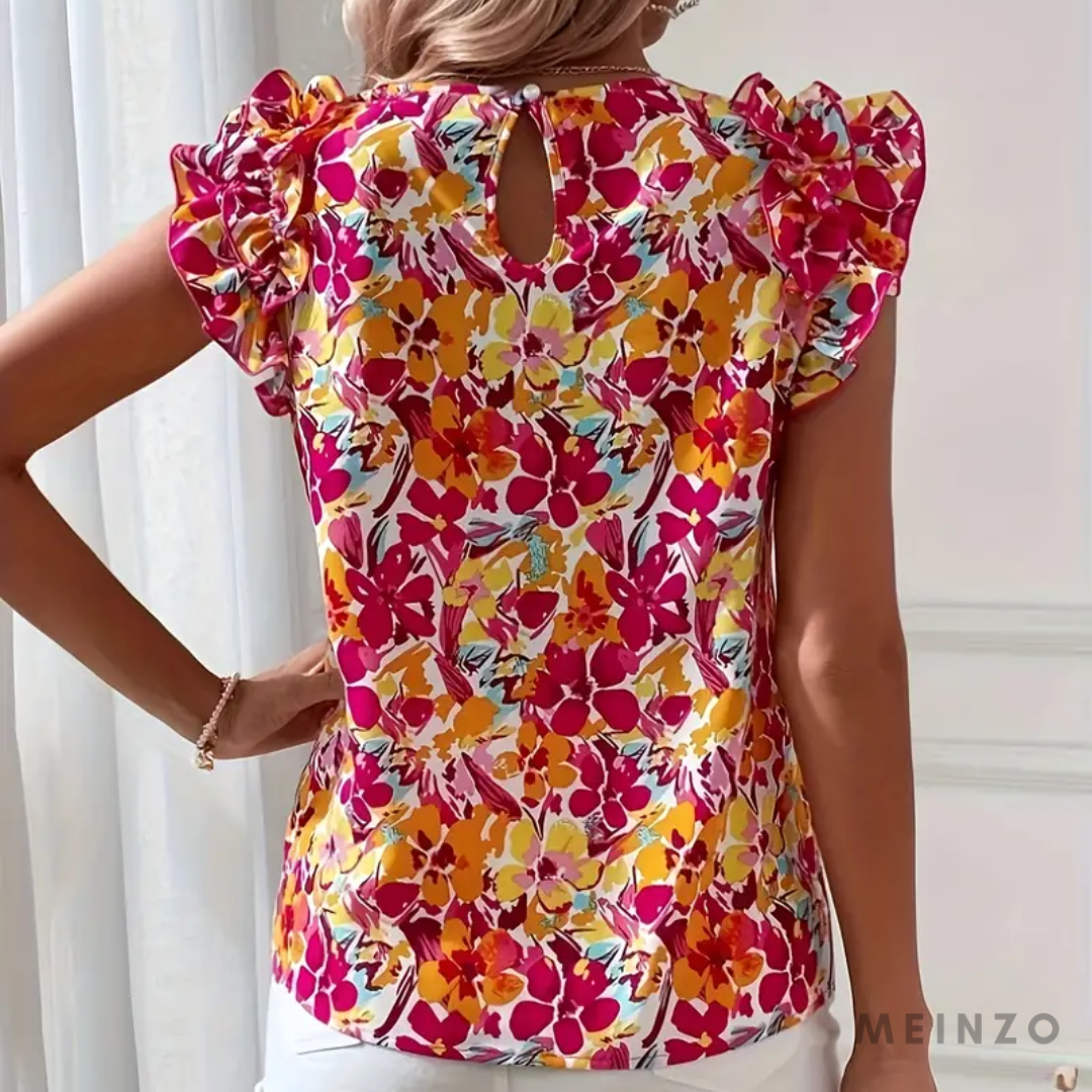 Lina Bluse | Stilvolle Damenbluse mit Blumenmuster für sonnige Tage