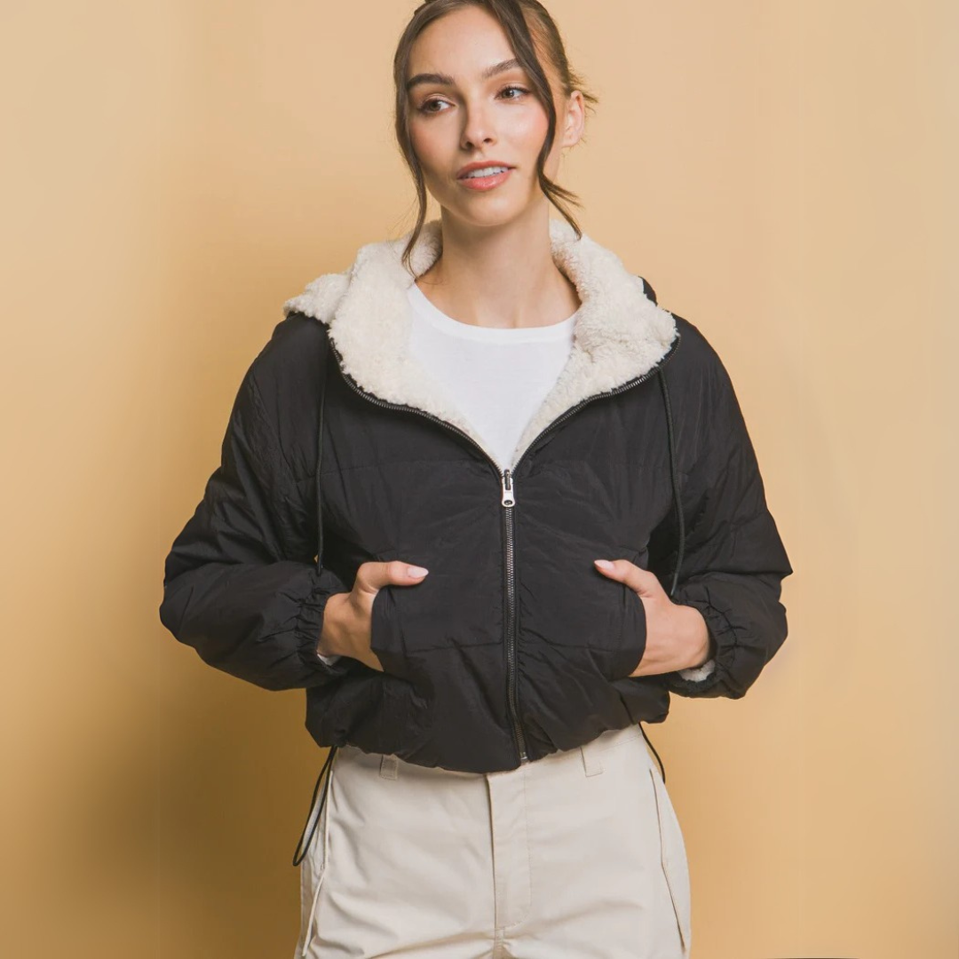 Elvira Sherpajacke | Flauschige Damenjacke für kalte Tage