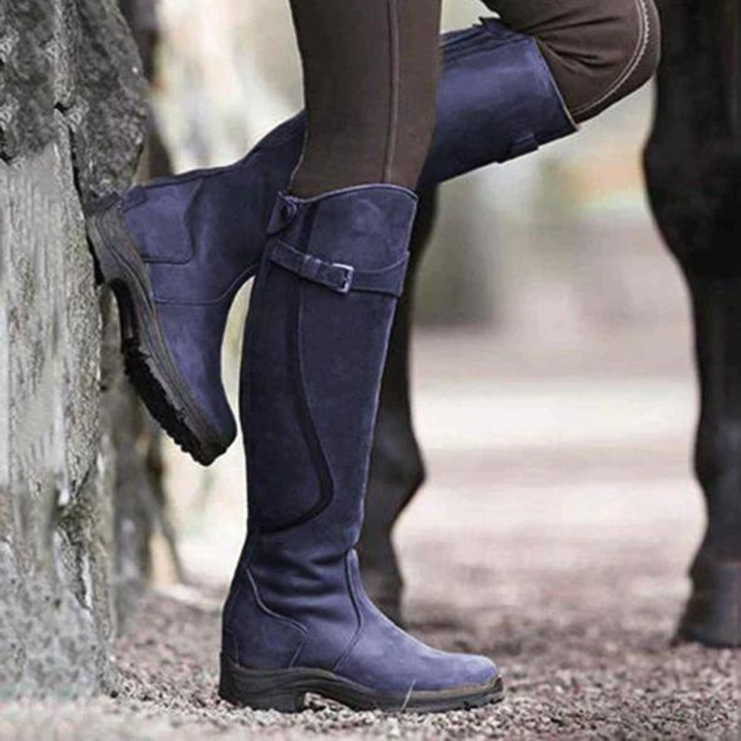 Emma Stiefel | Damen Winterstiefel wasserdicht mit Schnalle kniehoch