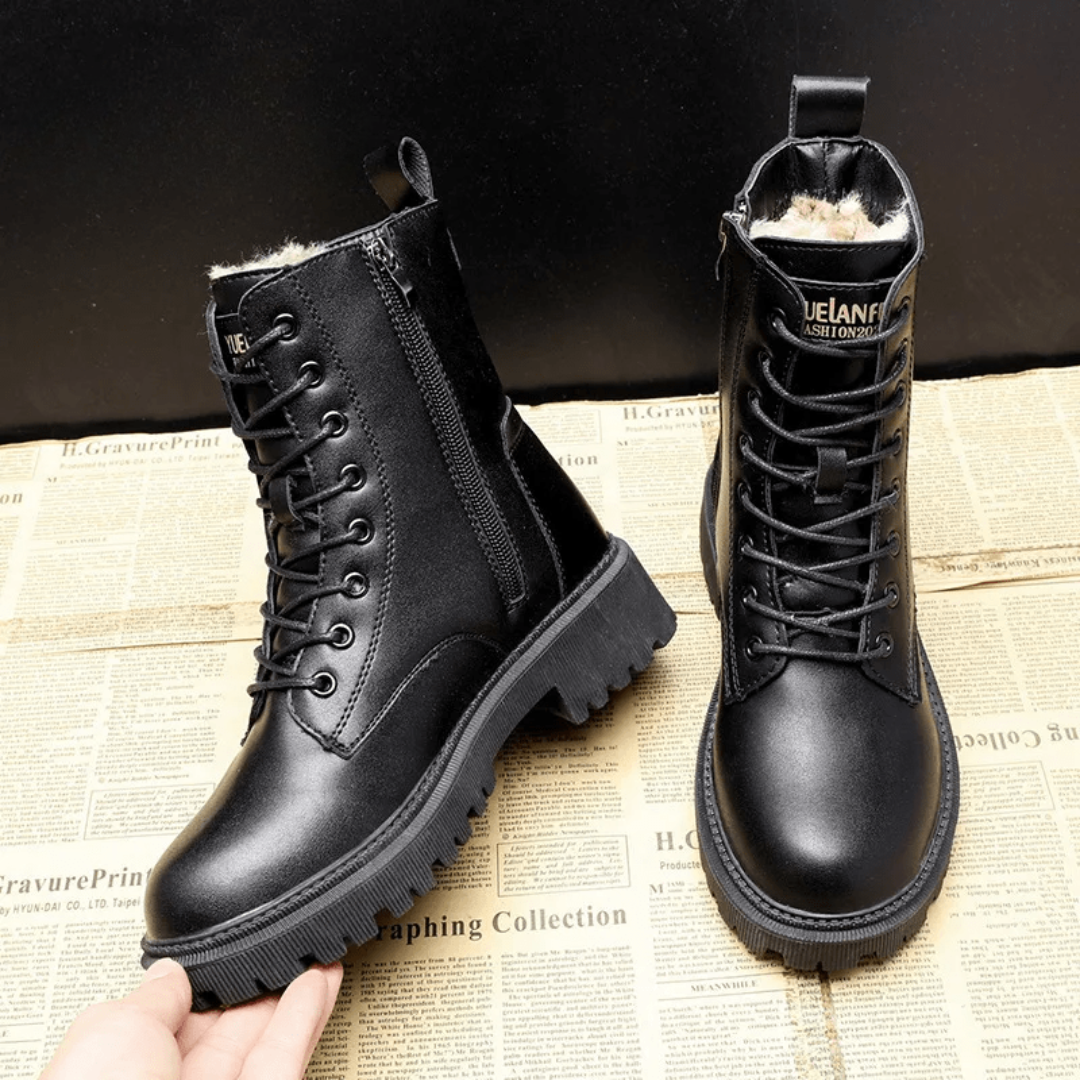 Fenna Stiefel | Winterstiefel Damen aus Leder mit weichem Plüschfutter