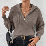 Herbst-Pullover | Lässiger Pullover mit Reißverschluss Damen