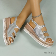 Aliyah Sandalen | Damen Bequeme Keilsandalen mit Schnallenriemen