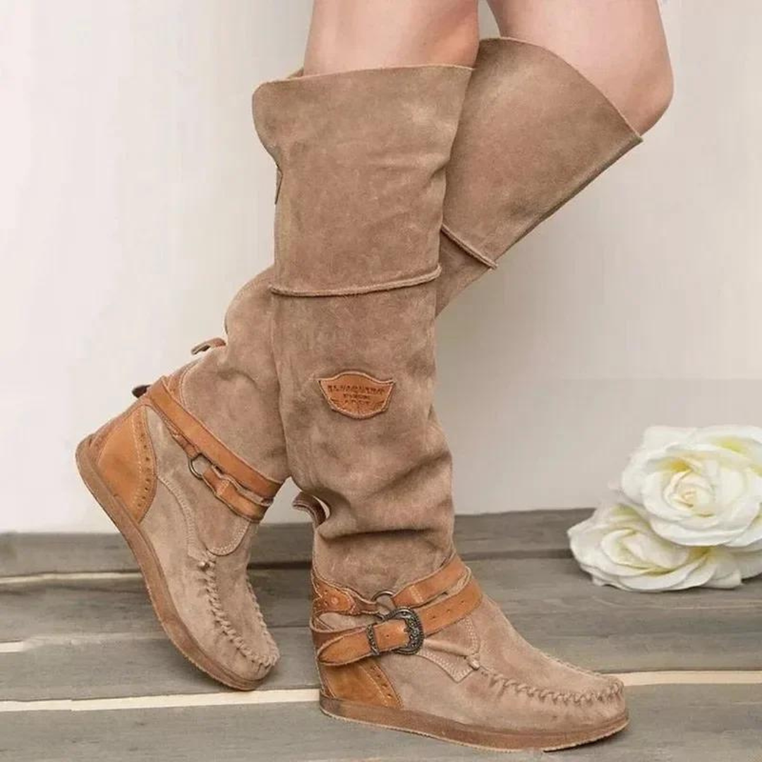 Vintage Stiefel | Hohe Wildleder Stiefeletten im Retro Boho Stil