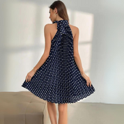 Annalena Mini kleid | Elegantes locker geschnittenes Kleid mit Polka Dot Muster und Schnürung