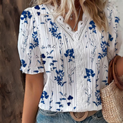 Heidi Bluse | Trendige Bluse mit floralem Print und kurzen Ärmeln