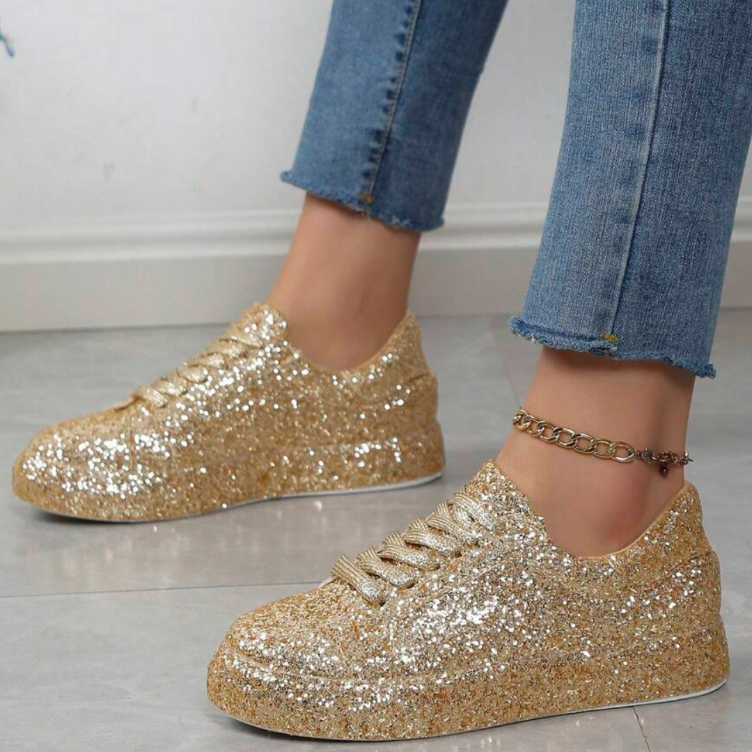 Glitzernde Sneaker | Damen-Sparkling-Sneaker mit rutschfester Sohle