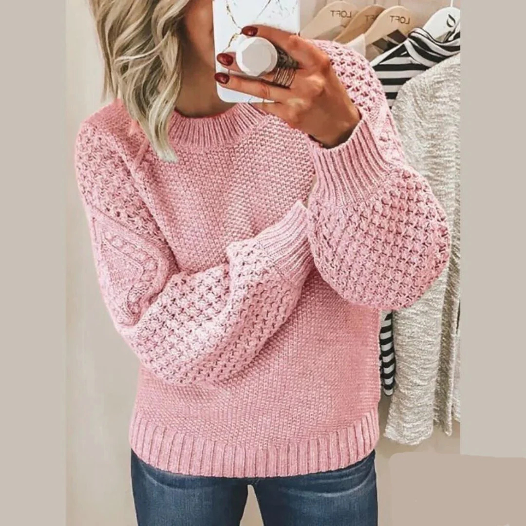 Nadja Pullover | Langärmliger Winterpullover mit stilvollem Strickmuster